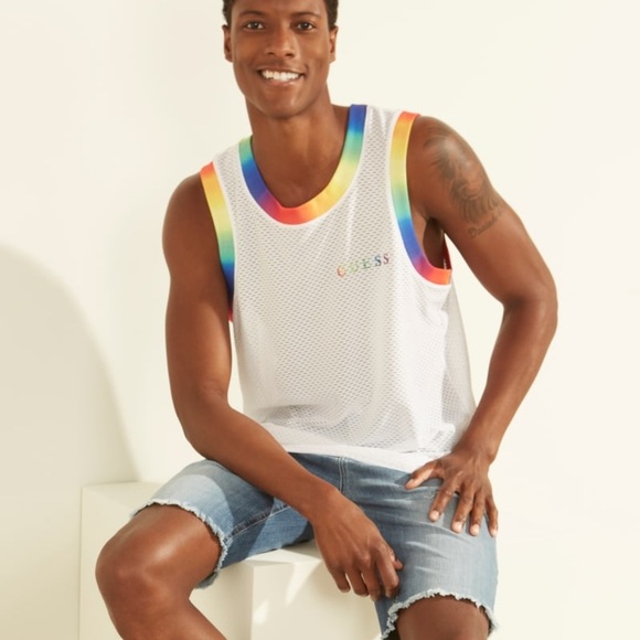 New GUESS Mesh Rainbow Tank - Picture 1 of 6